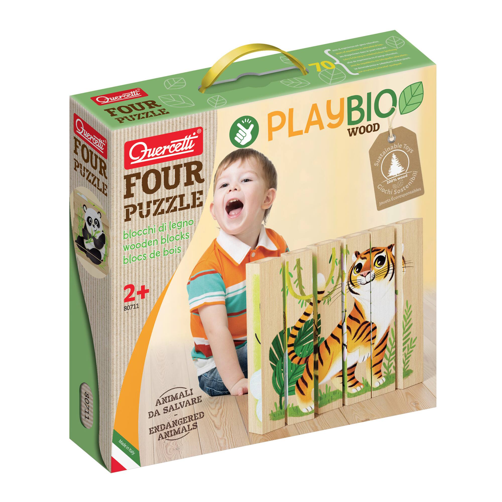 Quercetti® Endangered Animals Mix-N-Match Wood Puzzle